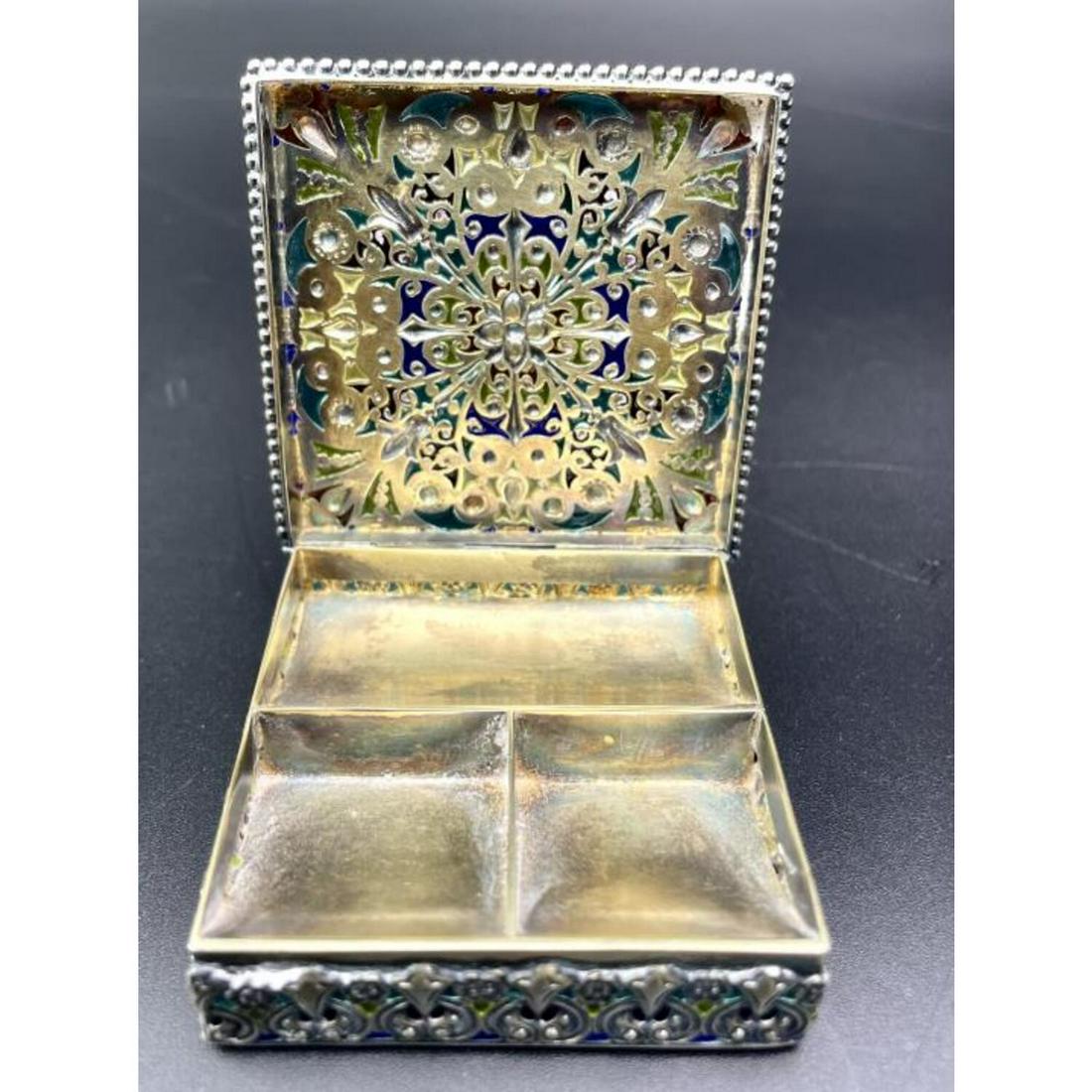 Antique Shiebler Sterling Plique a Jour Stamp Box (1 of 7)