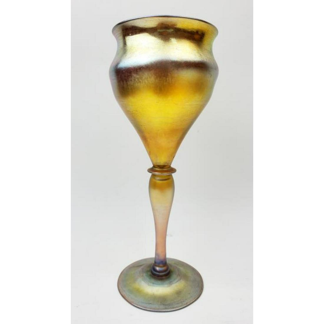 Attribution Steuben Gold Aurene Glass Goblet (1 of 3)