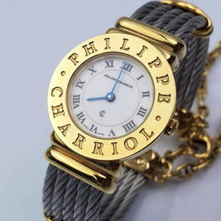 Philippe Charriol Paris Brand New Lady's Watch: Philippe Charriol Paris Brand New Swiss Made Lady's Watch In Original Box with Papers. Condition: Generally Good. Dimensions: Face Dia- 1", Box- 4.25" x 4.25" x 2.25". Provenance: From a Private Home.