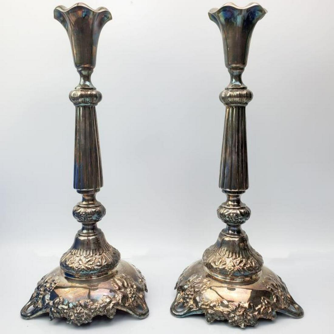 Pair of Large Polish Silver Plated Candelabras (1 of 4)