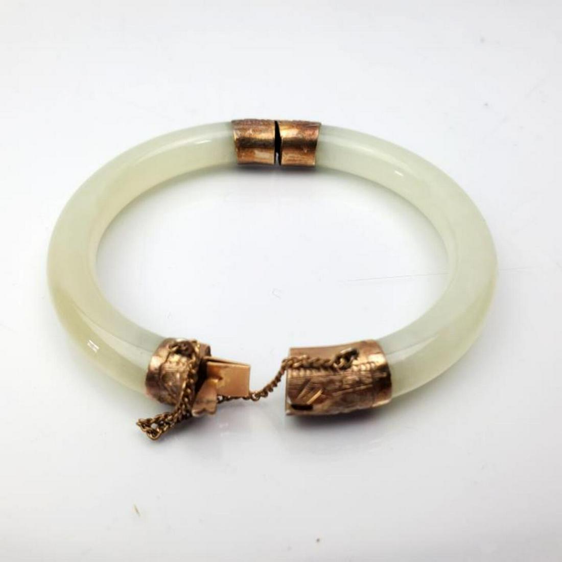 Chinese Gilt Silver and Jade Bracelet (1 of 2)
