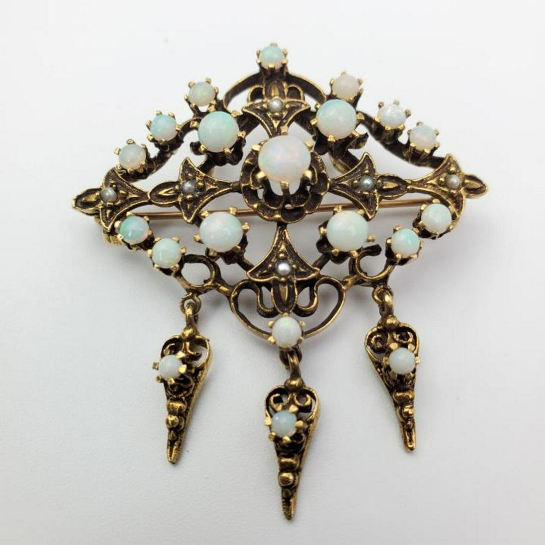 Fine Antique 14K Gold and Opal Brooch (1 of 3)