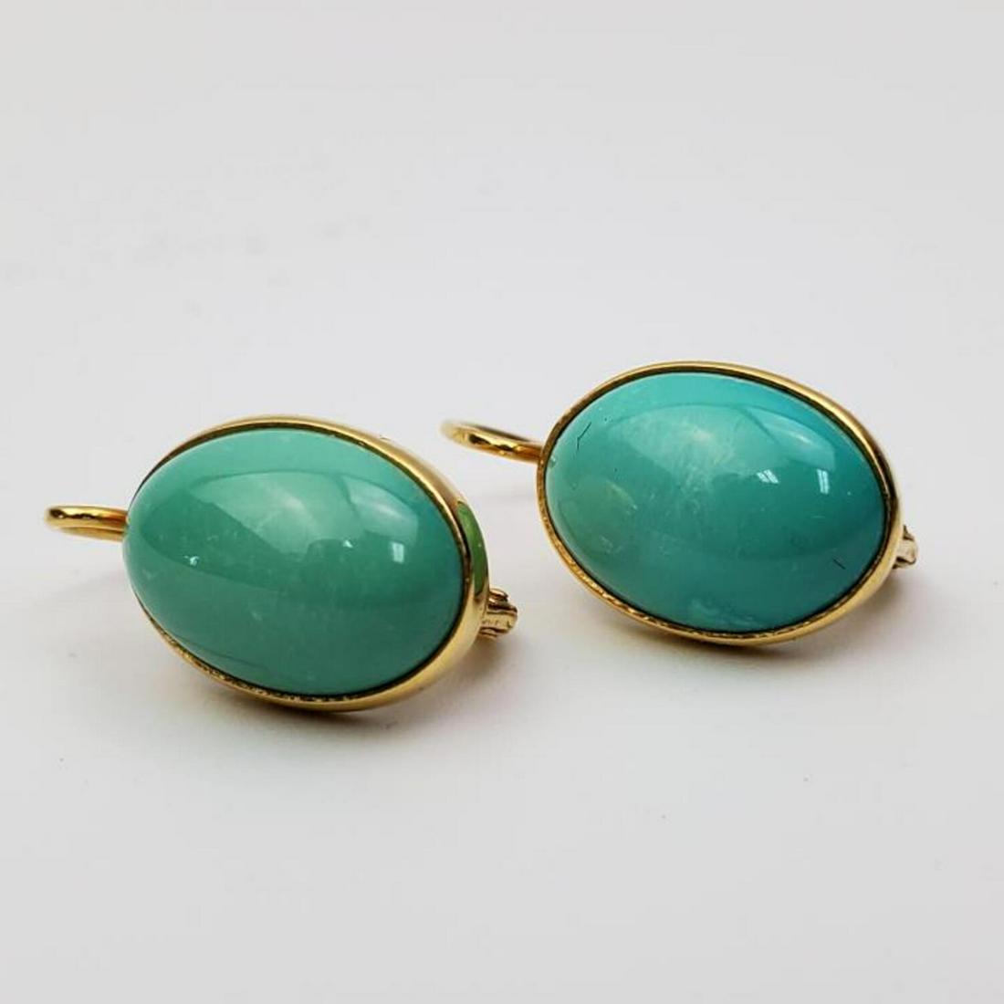 Pair of 14K Gold and Turquoise Earrings (1 of 3)