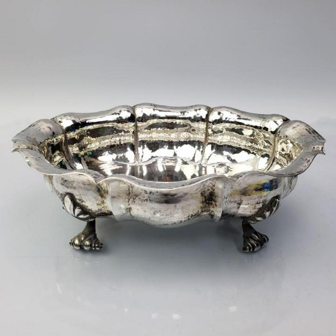 Italian 800 Silver Hand Hammered Footed Bowl (1 of 5)