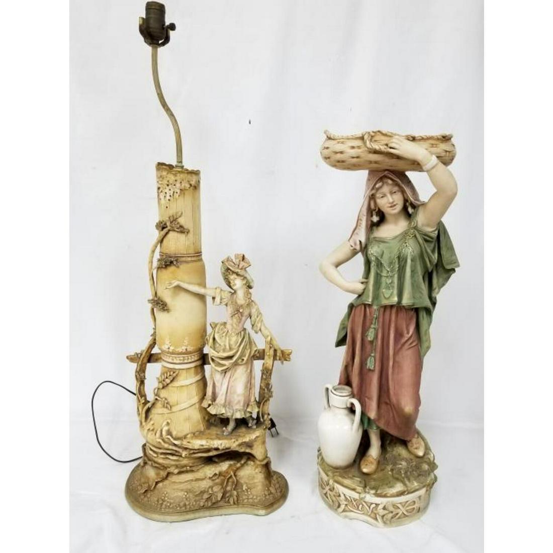 Lot of 2 Royal Dux Large Porcelain Figures (1 of 3)