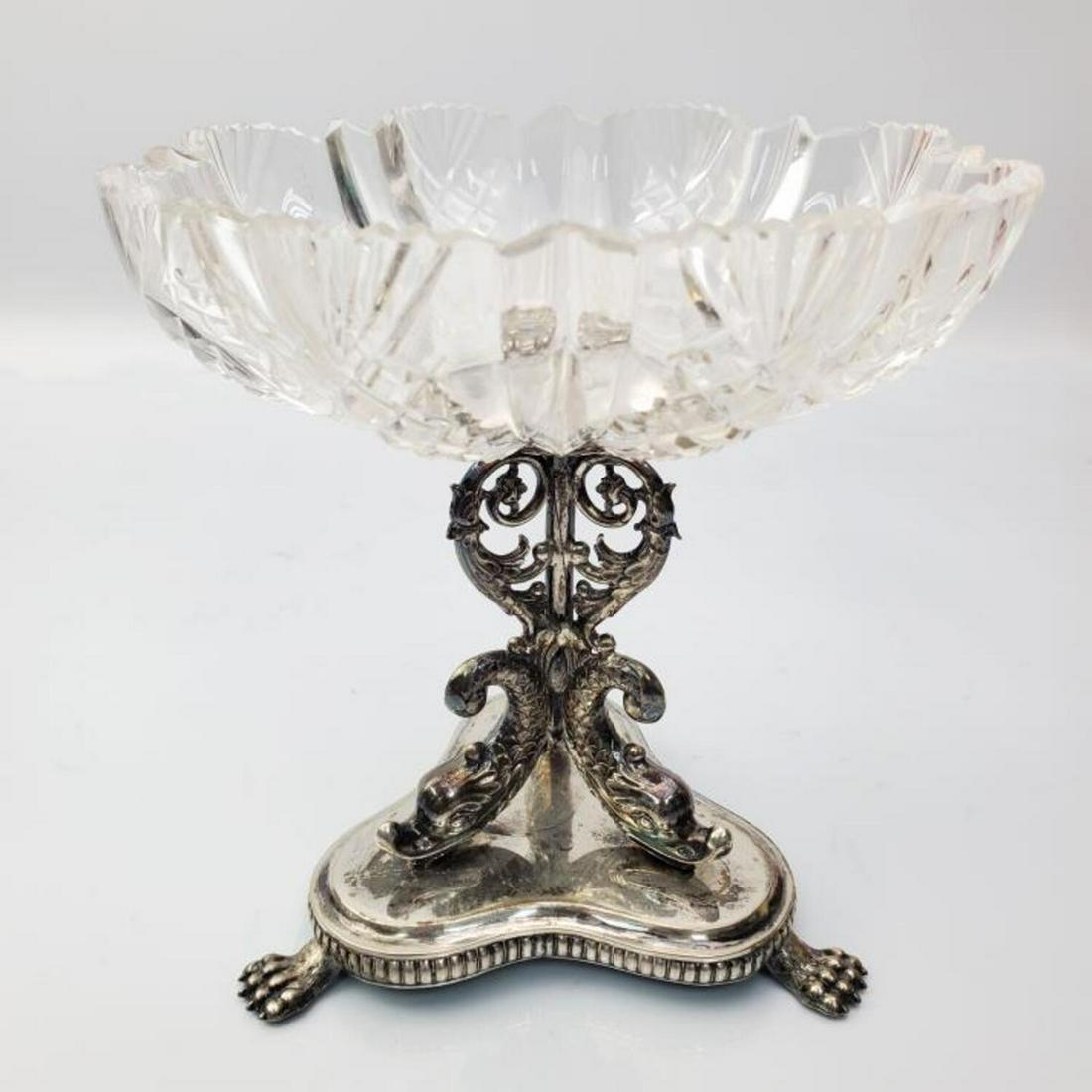 Antique Continental Silver & Cut Glass Footed Bowl (1 of 5)