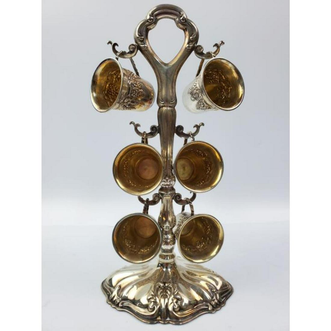 Judaica Sterling Silver Cups and Stand (1 of 5)