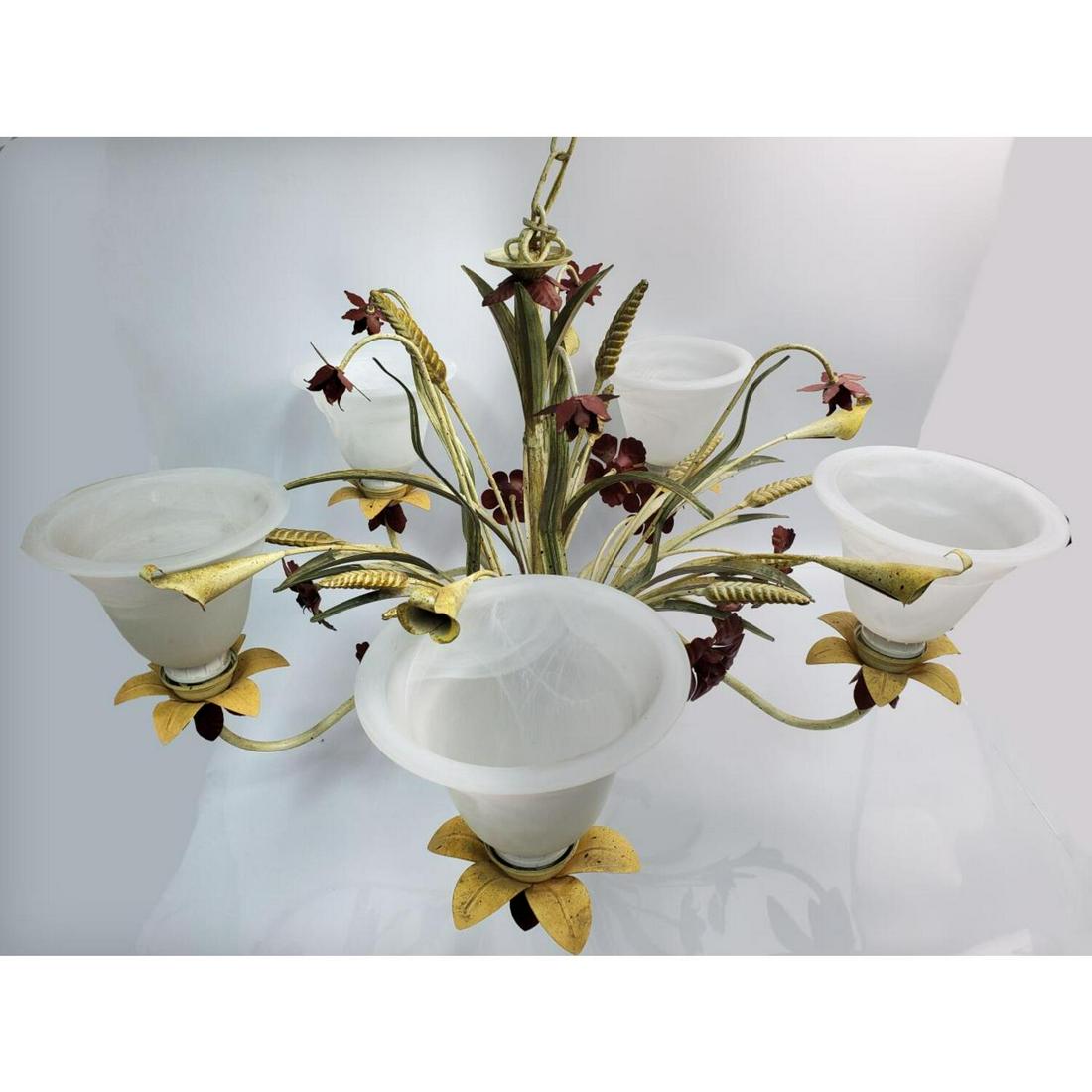 MCM Tole Painted Metal 5 Light Chandelier. (1 of 6)