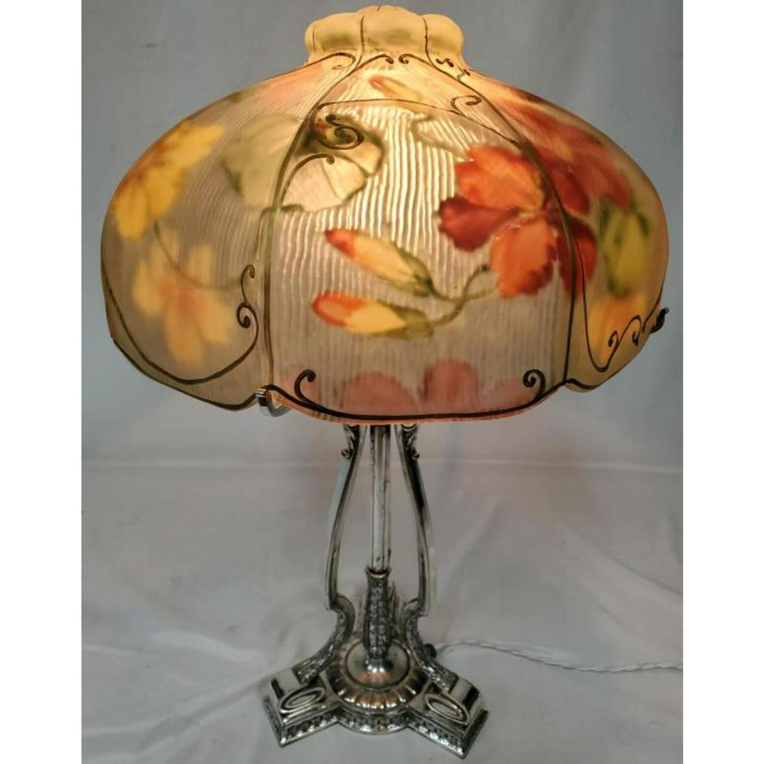 Pairpoint Lamp Antique Reverse Painted (1 of 9)