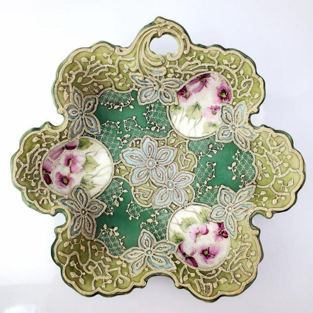 Nippon Moriage Flower Shaped Bowl. (1 of 5)