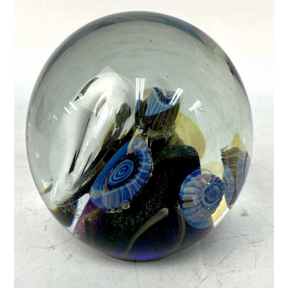 Signed Eickholt Art Glass Dichroic Paperweight (1 of 3)