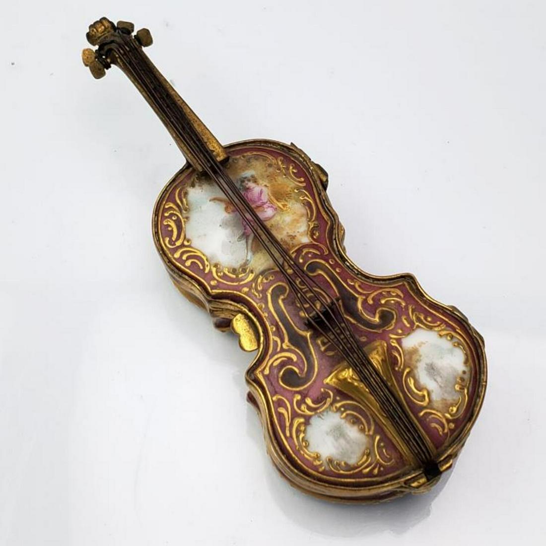 Unusual Antique Continental Porcelain Violin Box (1 of 4)
