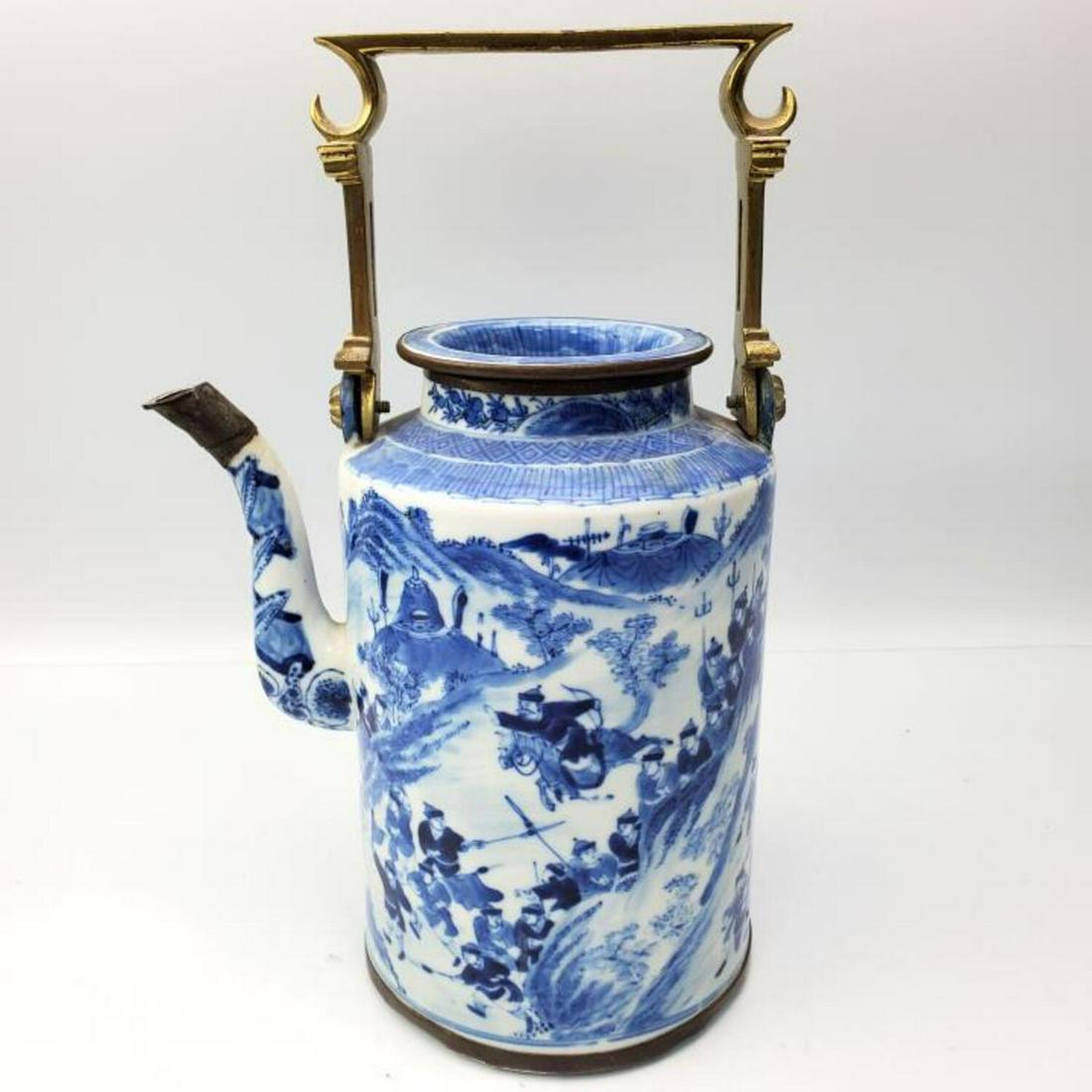 Antique Chinese Blue and White Porcelain Teapot (1 of 8)