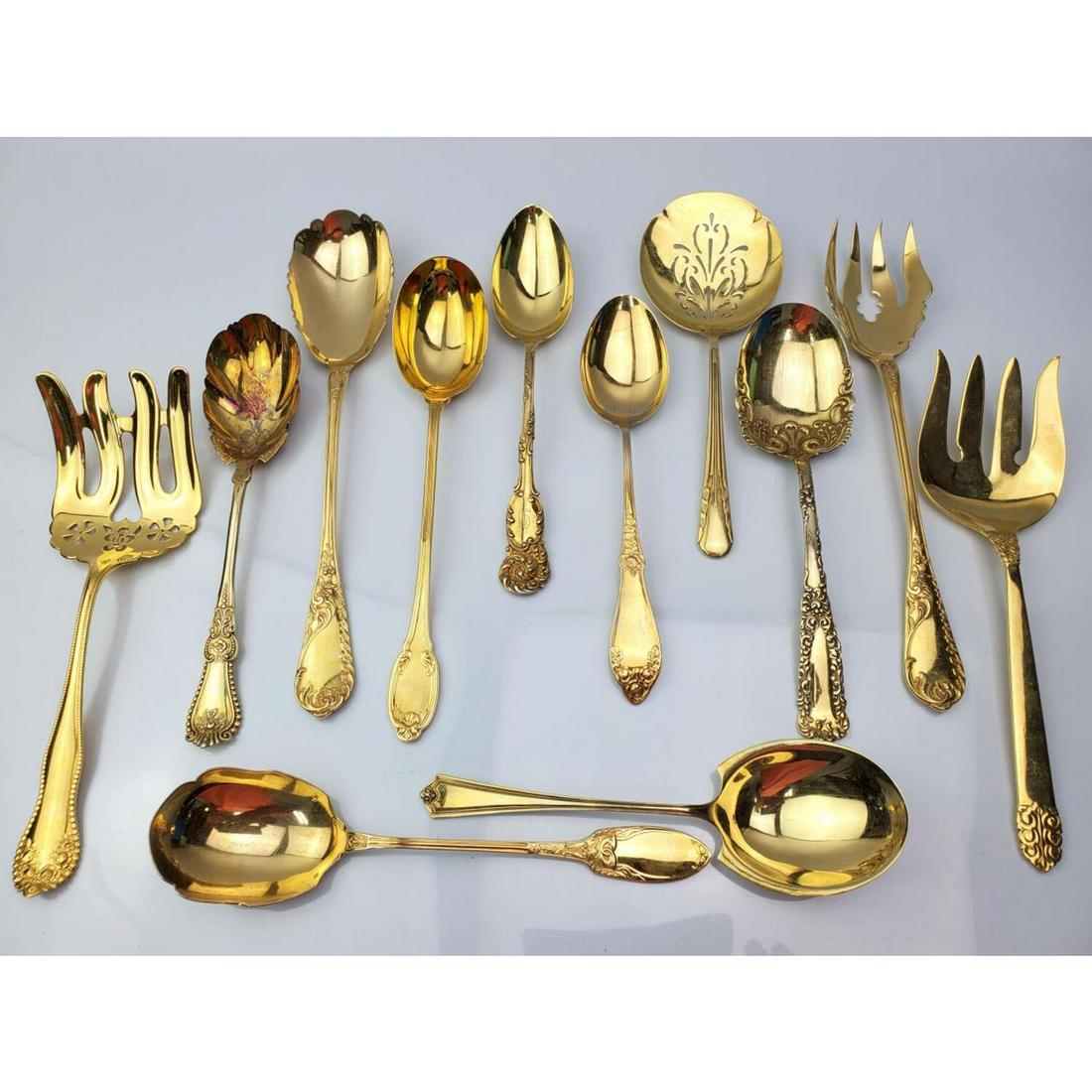 12 Sterling Silver, "Vermeil" Serving Pcs (1 of 7)