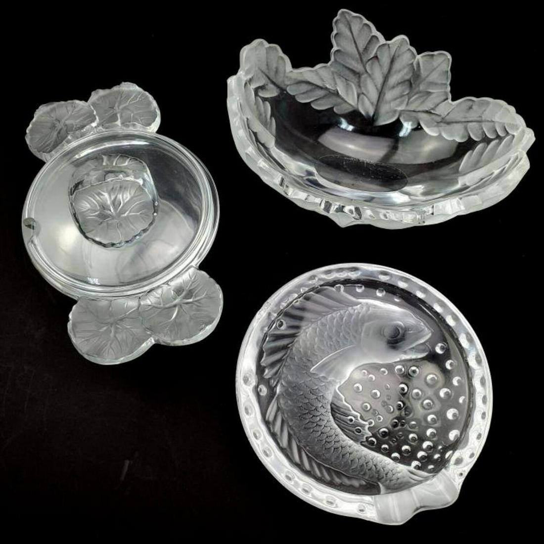 3 Lalique Items Including Bowl, Covered Dish (1 of 7)