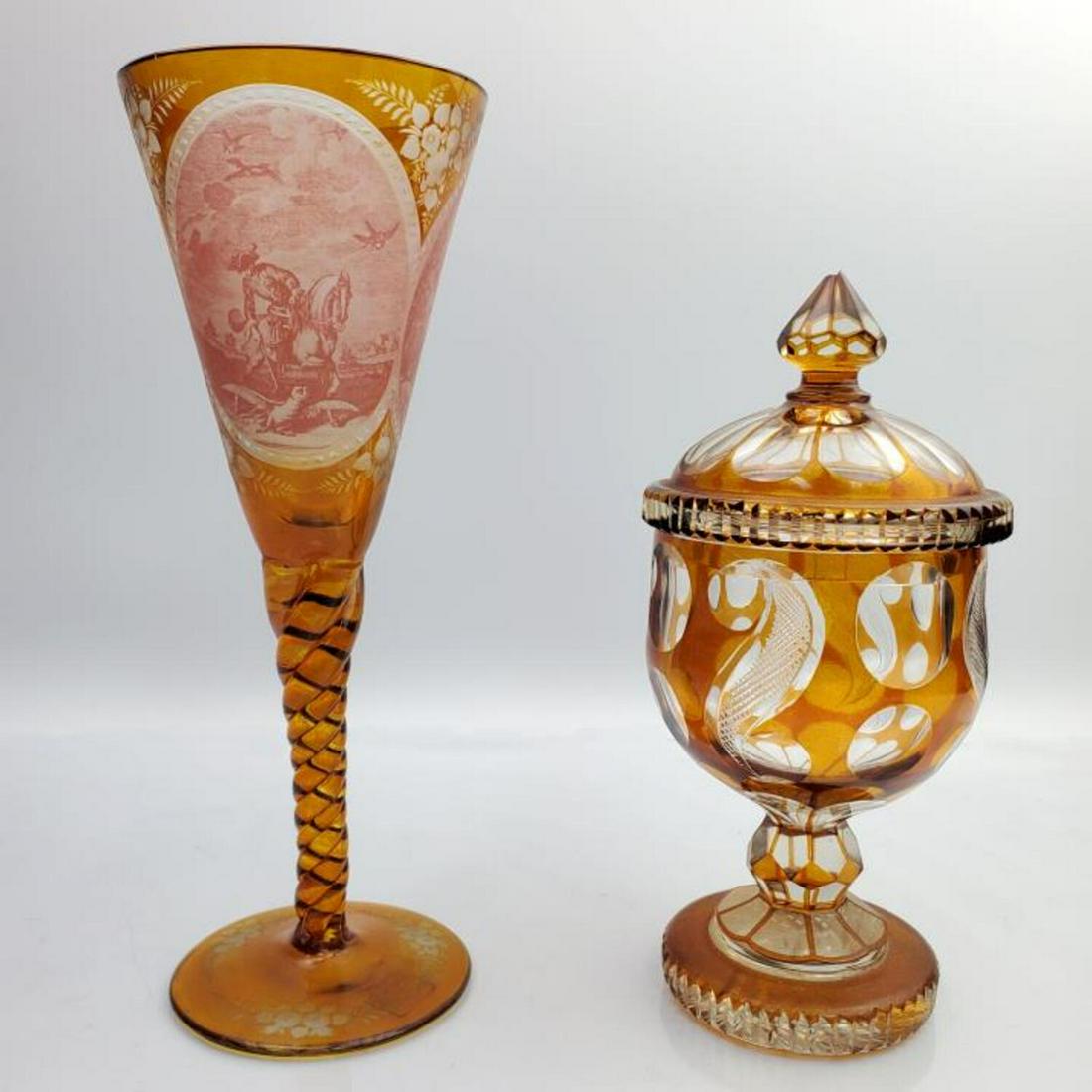 Lot Of Two Old Bohemian Glass Items (1 of 6)