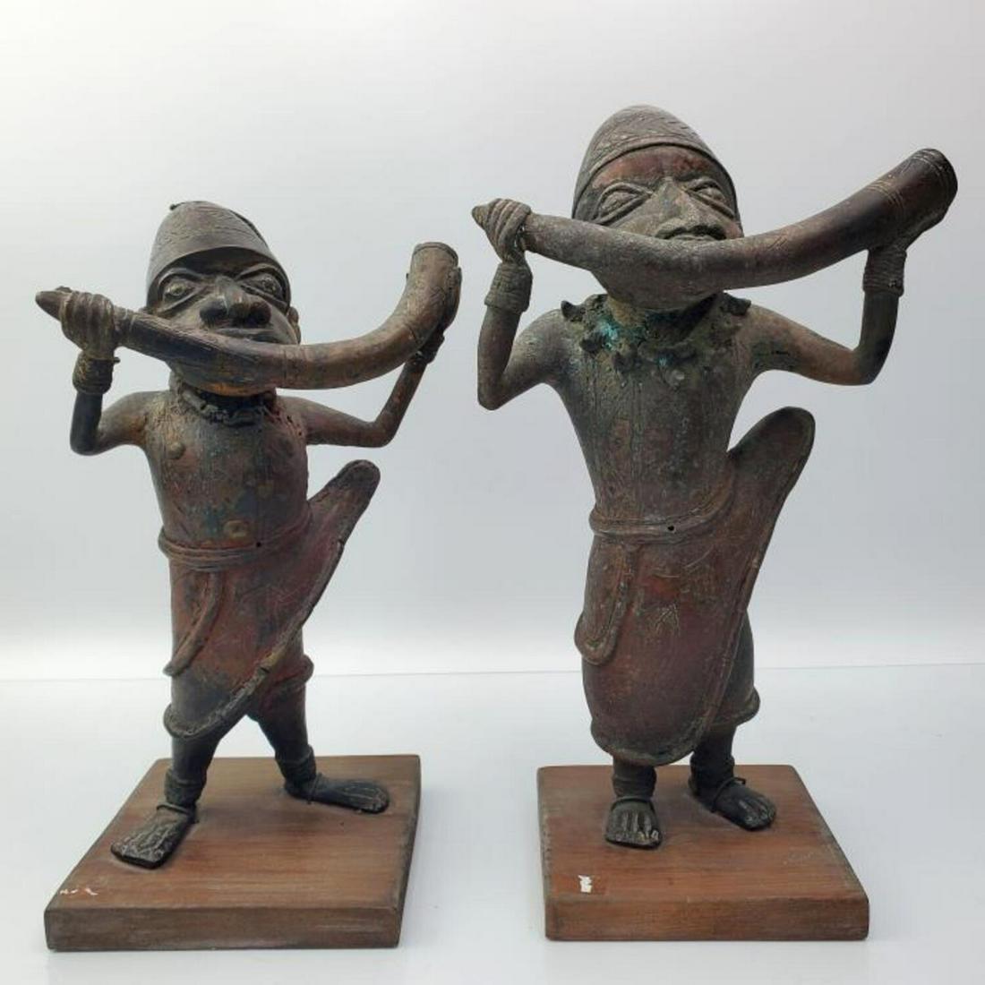 2 Rare Antique African Bronze Tribal Figures, Benin, West Africa (1 of 4)