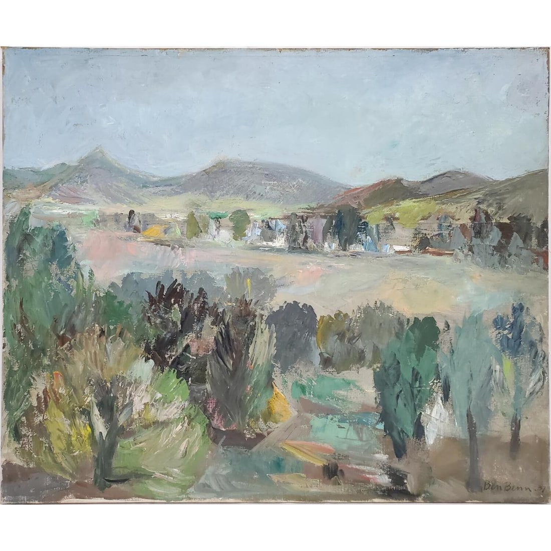 Ben Benn, American/Russian (1884-1983) Painting, Oil on Canvas: Ben Benn, American/Russian (1884-1983) Painting,Oil on Canvas. Signed Lower Right and Dated '37. Unframed. Condition: Generally Very Good. Couple Areas of Minor Loss. Dimensions: Sight- 28.75" x 23.75