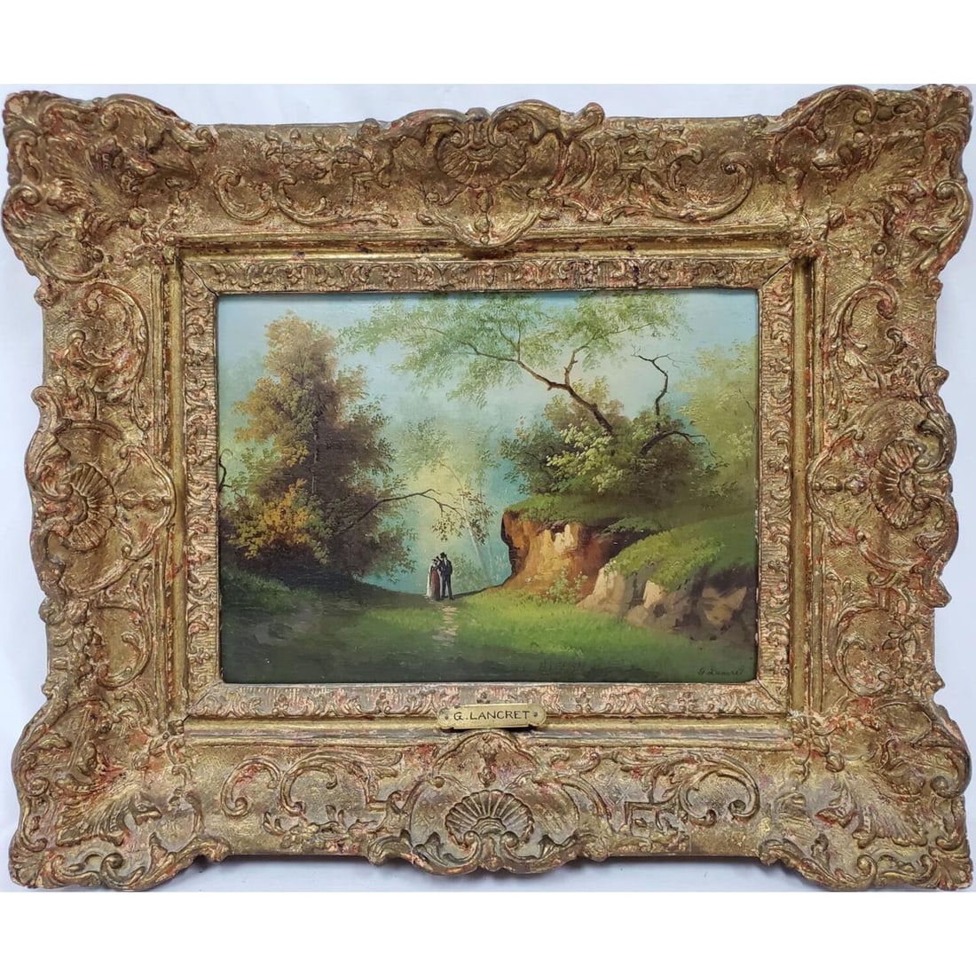 G. Lancret, French (19th Century) Painting, Oil on Wood (1 of 6)