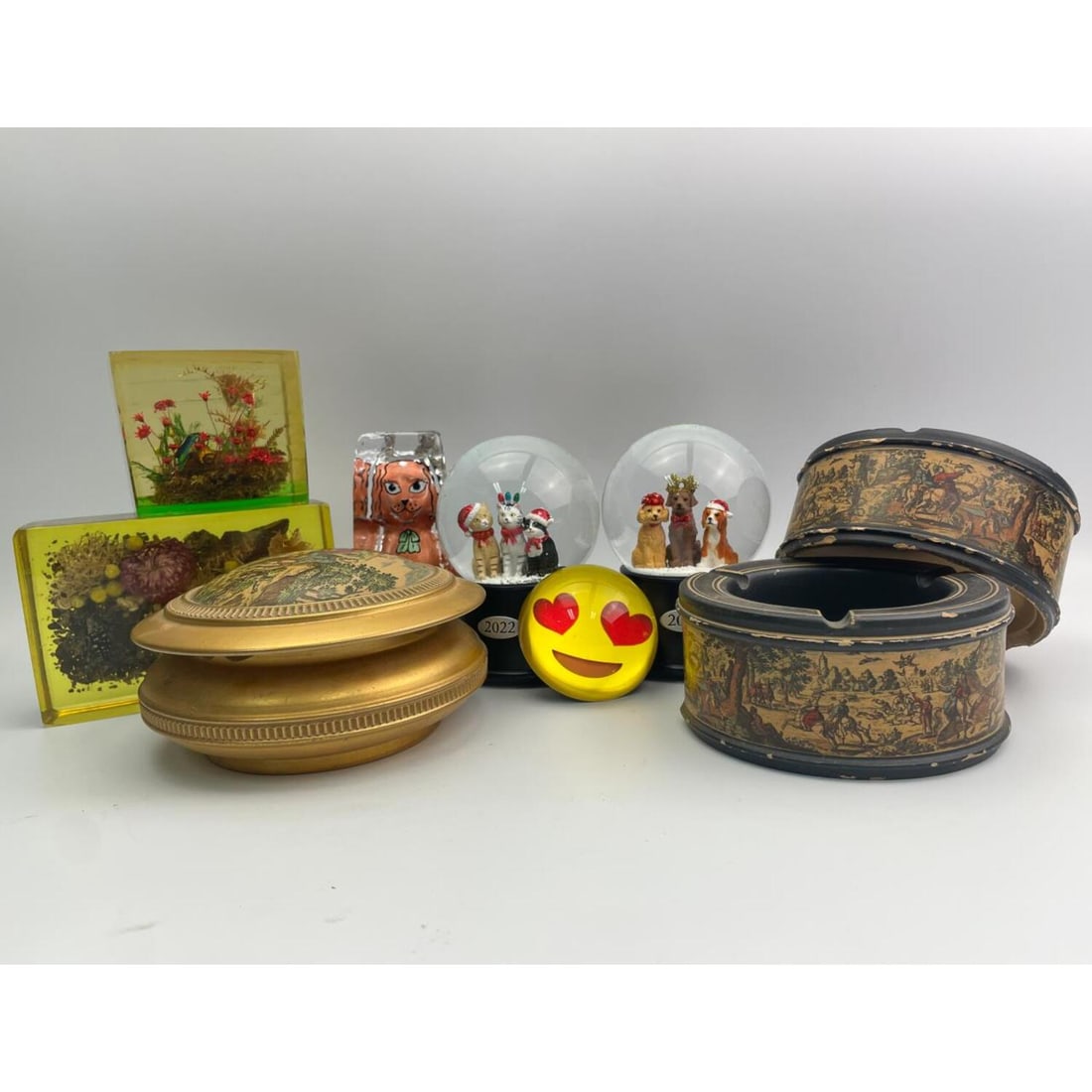 Box Lot of Items Including 2 Christmas Snow Globes (1 of 11)