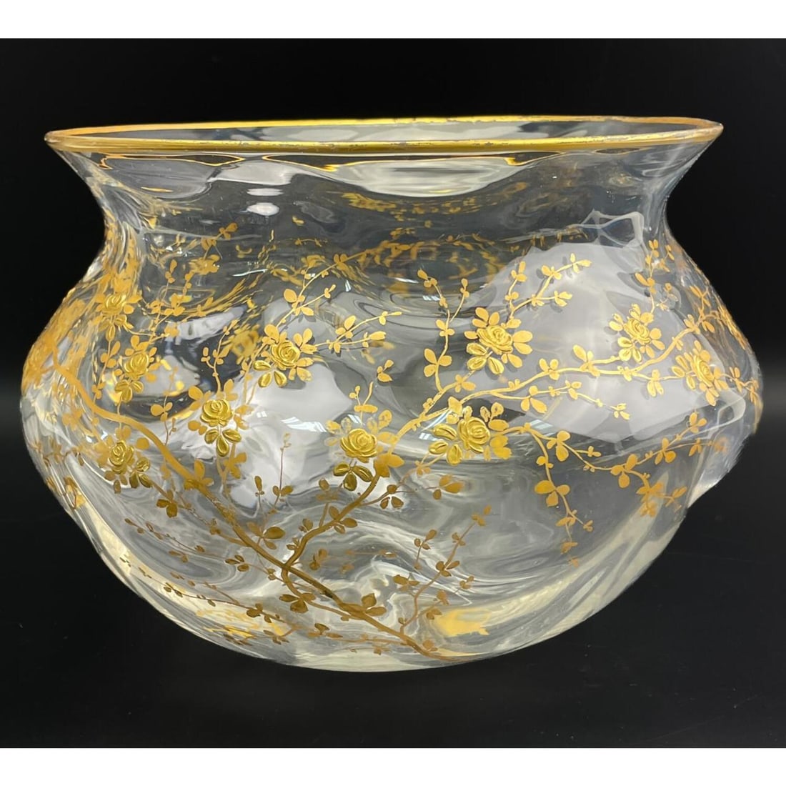 Antique 19th C. Bohemian Large Gilt Glass Bowl (1 of 3)