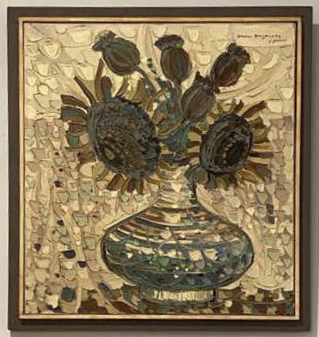 Bohdan Borzemsky, Ukraine (b. 1923) Painting O/C: Bohdan Borzemsky, Ukraine (Born 1923) Painting Oil on Canvas. Signed Upper Right and Dated '65. In Original Frame. Condition: Excellent. Dimensions: Sight- 18" x 17". Frame- 20.25" x 19". Provenance: 