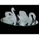 Lalique France Frosted Glass Swans on Plateau