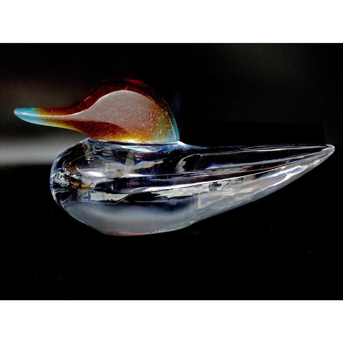 Daum Nancy Pate De Verre/Clear Glass Duck Sculpture (1 of 6)