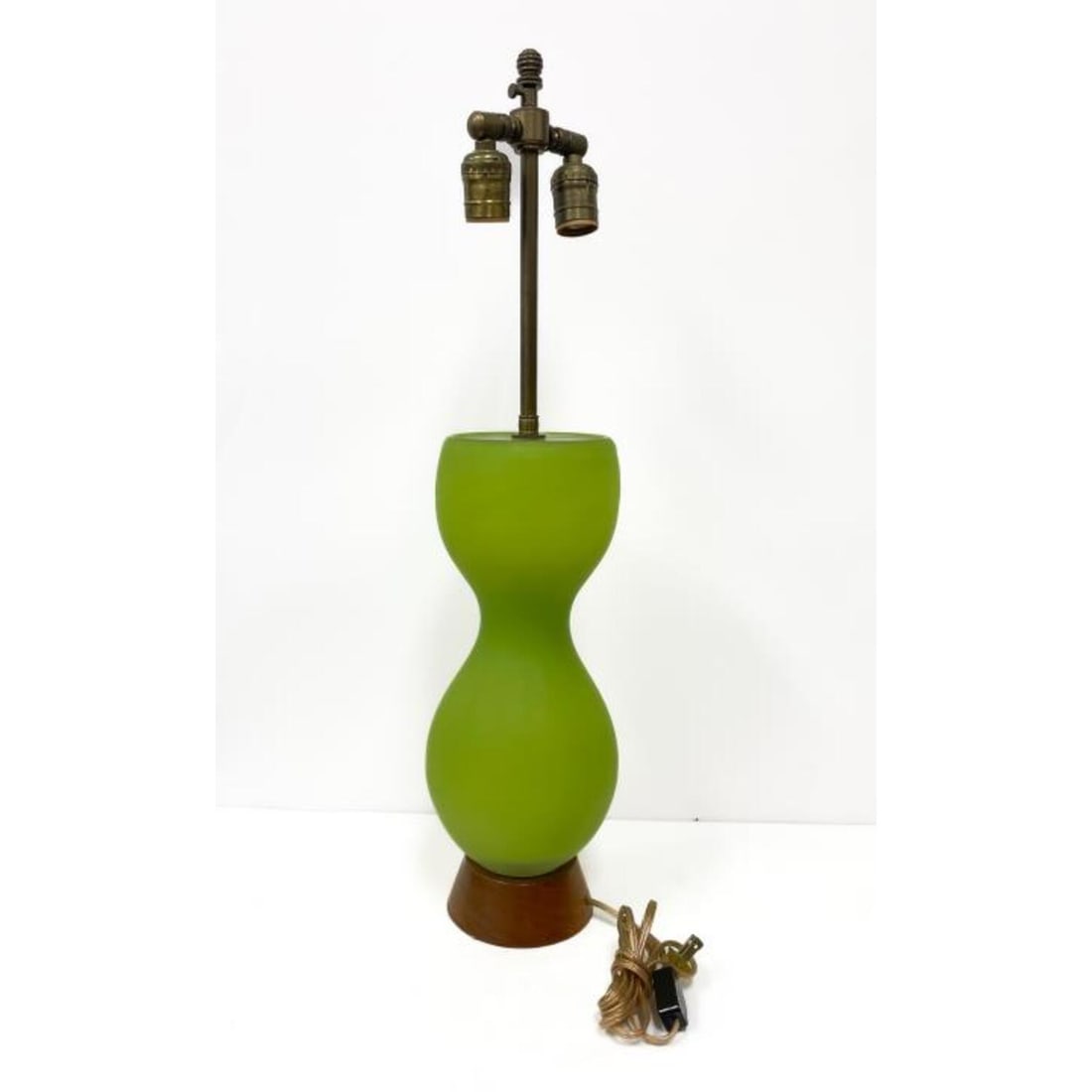 Kosta Boda Swedish MCM Green Glass Wood Lamp Base (1 of 3)