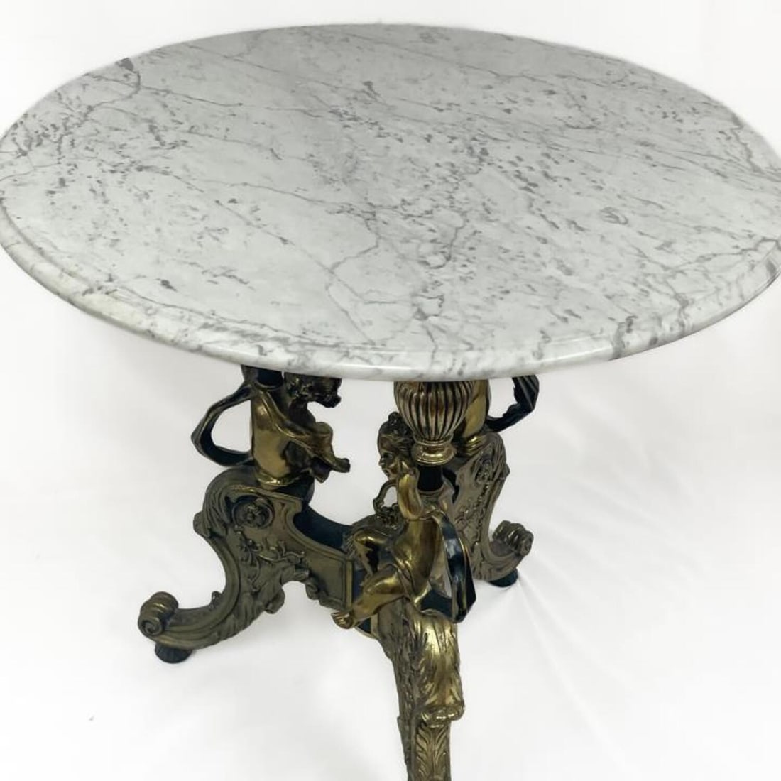 Vintage Figural Metal Side Table w/ Marble Top (1 of 4)