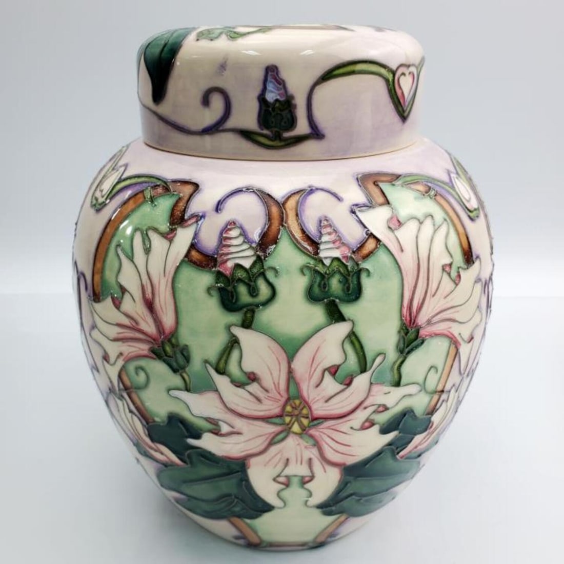 English Moorcroft Pottery "Blakeney Mallow" Jar (1 of 6)