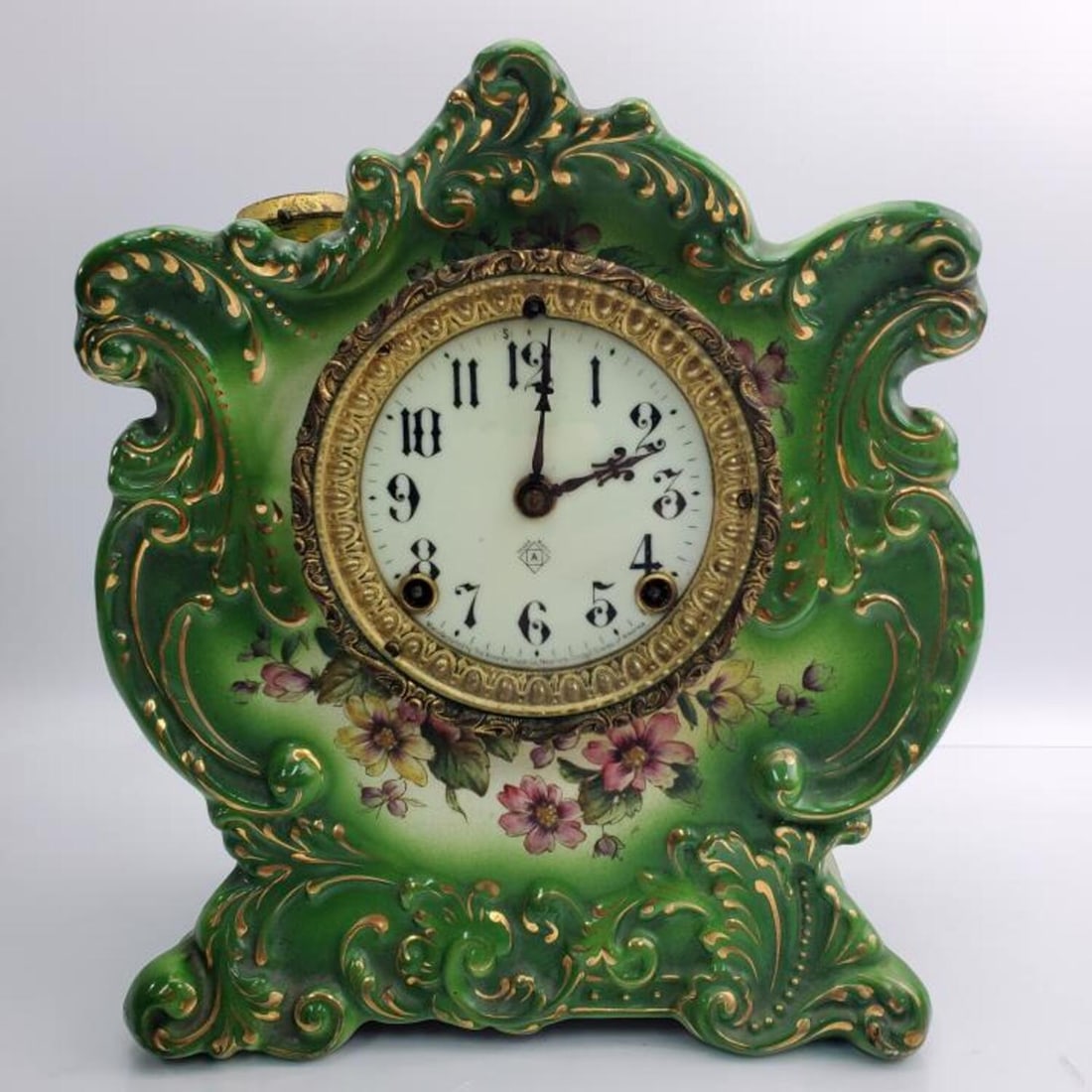 Antique Ansonia Porcelain Mechanical Mantel Clock (1 of 5)