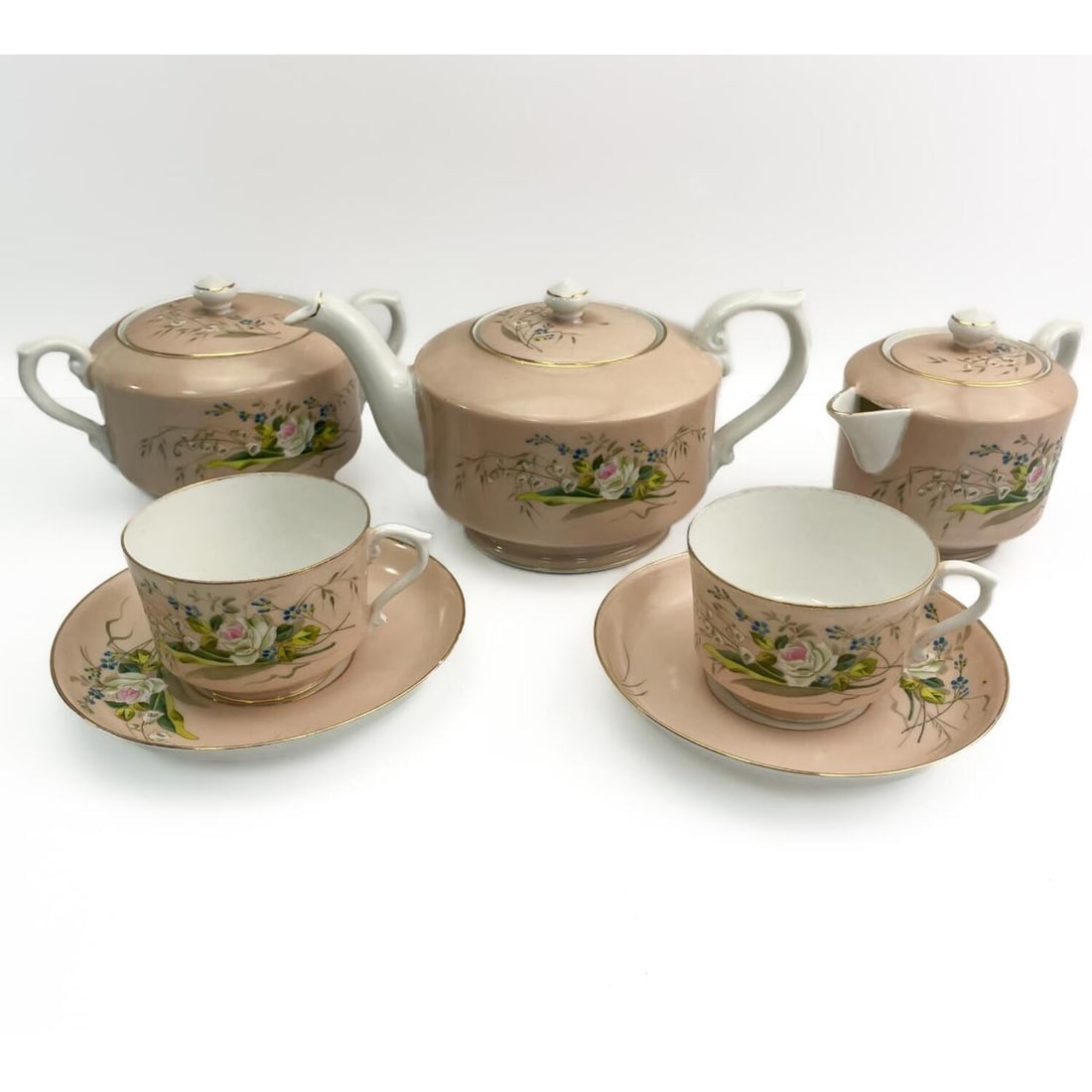 Late 19th C. Russian Kuznetsov Porcelain Tea Set (1 of 7)