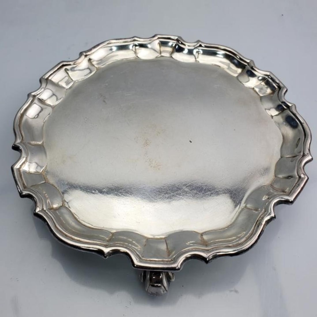 English George II Sterling Silver Salver, 1738 (1 of 3)