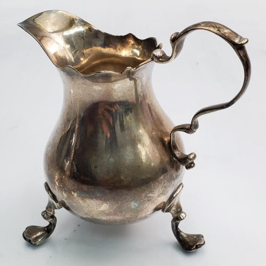 English George III Sterling Silver Creamer, 1738 (1 of 3)