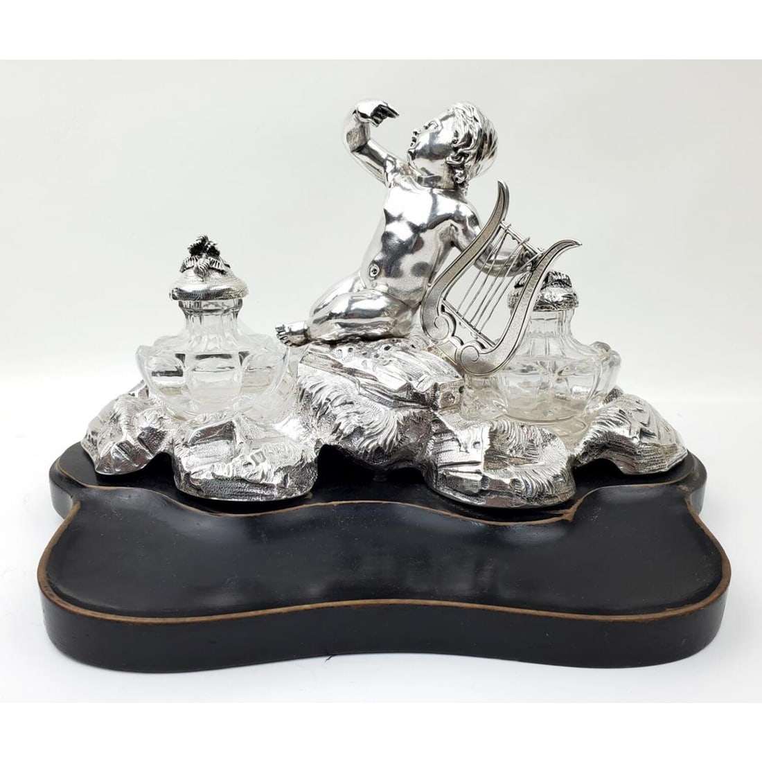 Important 19th C English Sterling Silver Ink Stand (1 of 7)