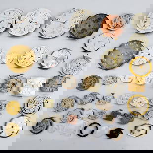 Group Lot of Early Mechanical Watch Movements: Group Lot of Early Mechanical Watch Movements Including Concord, Elgin, Bulova, Russian & Others. Condition: As Found. Dimensions: Various Sizes. Provenance: From a Long Island, NY Home. Please note t