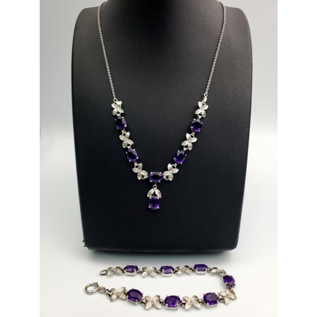 14K White Gold & Amethyst Necklace w/ Bracelet (1 of 6)