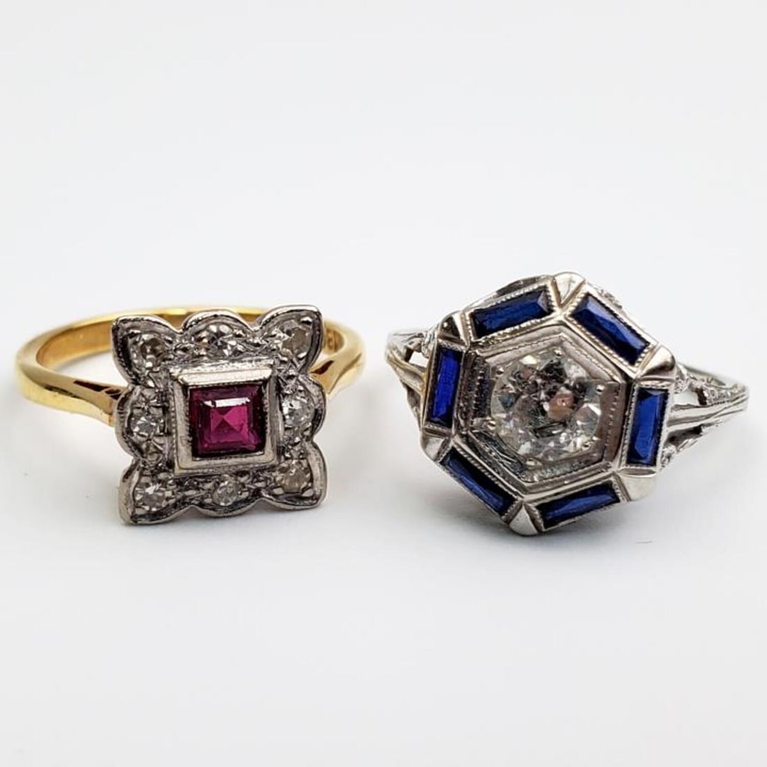 2 Art Deco Style 18K Gold & Diamond Rings (1 of 6)