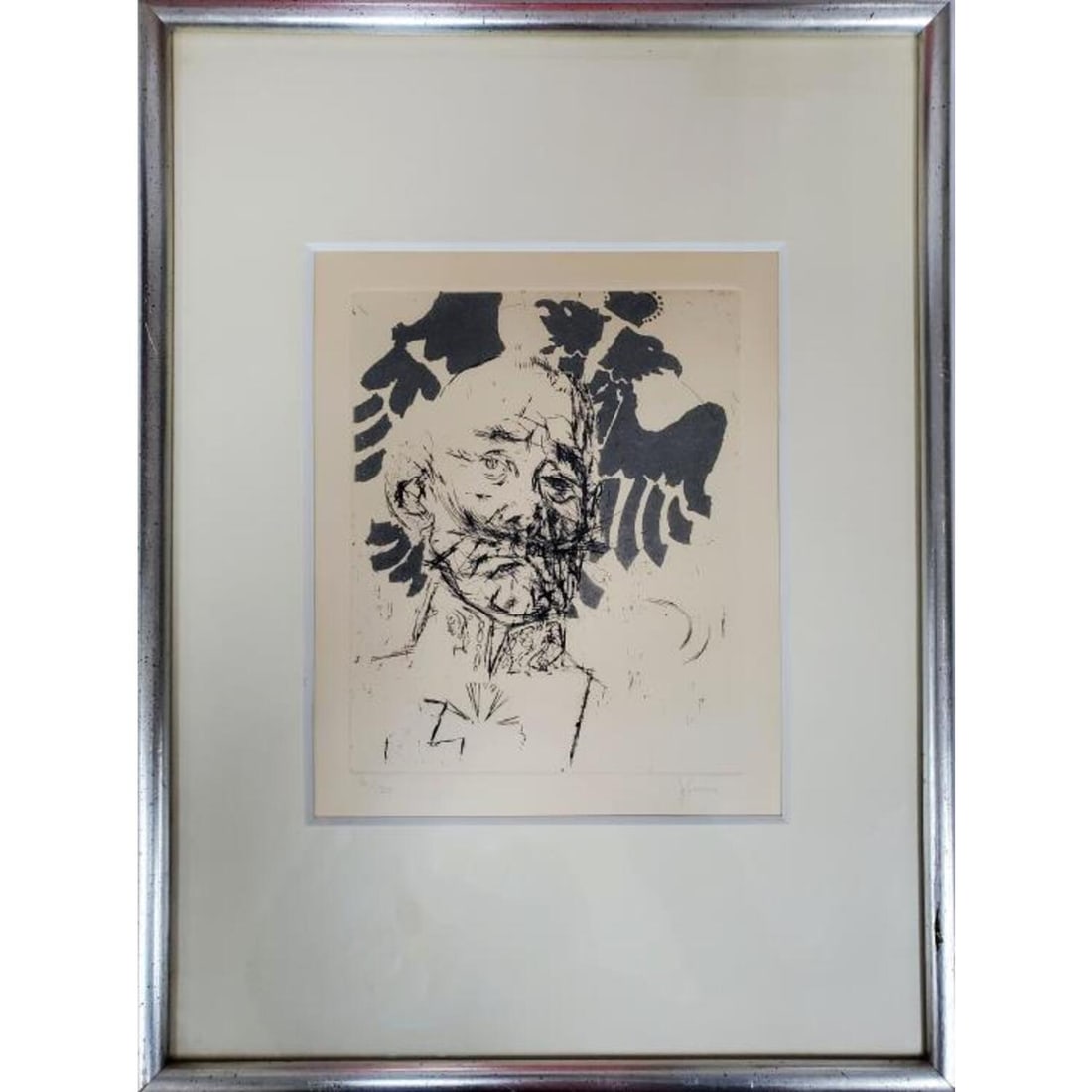 Jack Levine, American (1915-2010) Original Etching: Jack Levine, American (1915-2010), Original Signed and Numbered Etching "Chief of Staff". Pencil Signed Lower Right. Numbered 91/120 Lower Left. Fully Described on Back. In Original Frame Under Glass.
