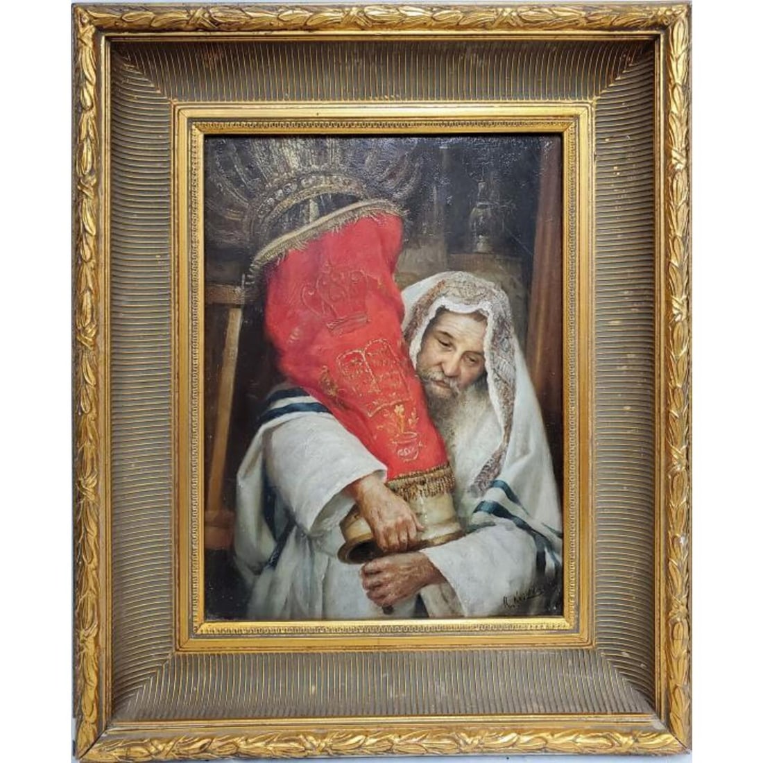 Judaica Painting Oil on Board Signed R. Neilson (1 of 4)