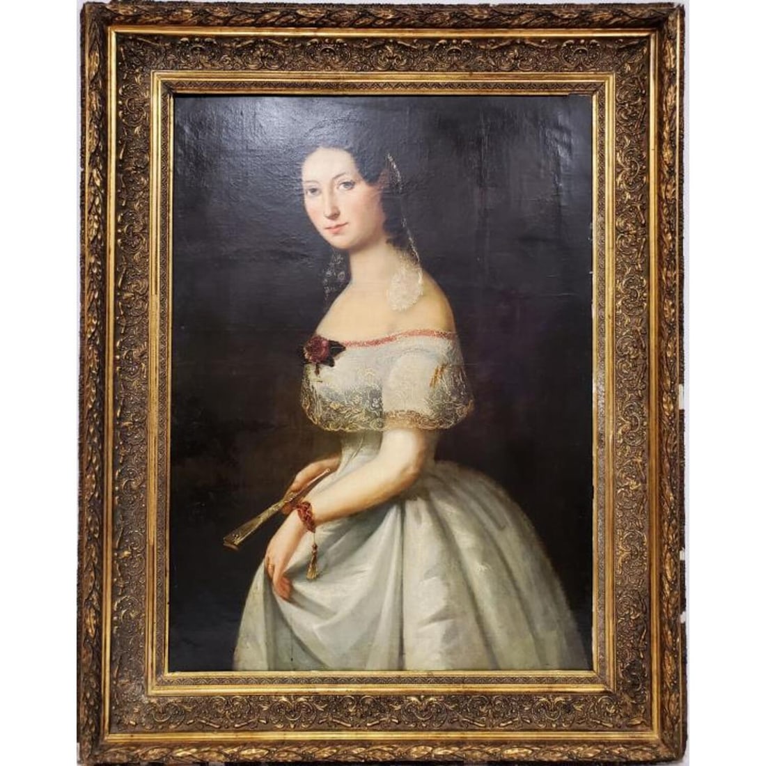 Large Antique Portrait of a Woman Painting (1 of 6)