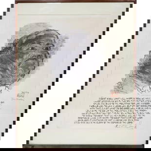 Ben Shahn, American (1898-1969) Martin Luther King: Ben Shahn, American (1898-1969) Martin Luther King Wood Engraving on Japanese Paper. c.1960's. Signed Lower Right & Numbered 84/100 on Lower Left. Framed under Glass in Original Frame. Has Not Been Ex
