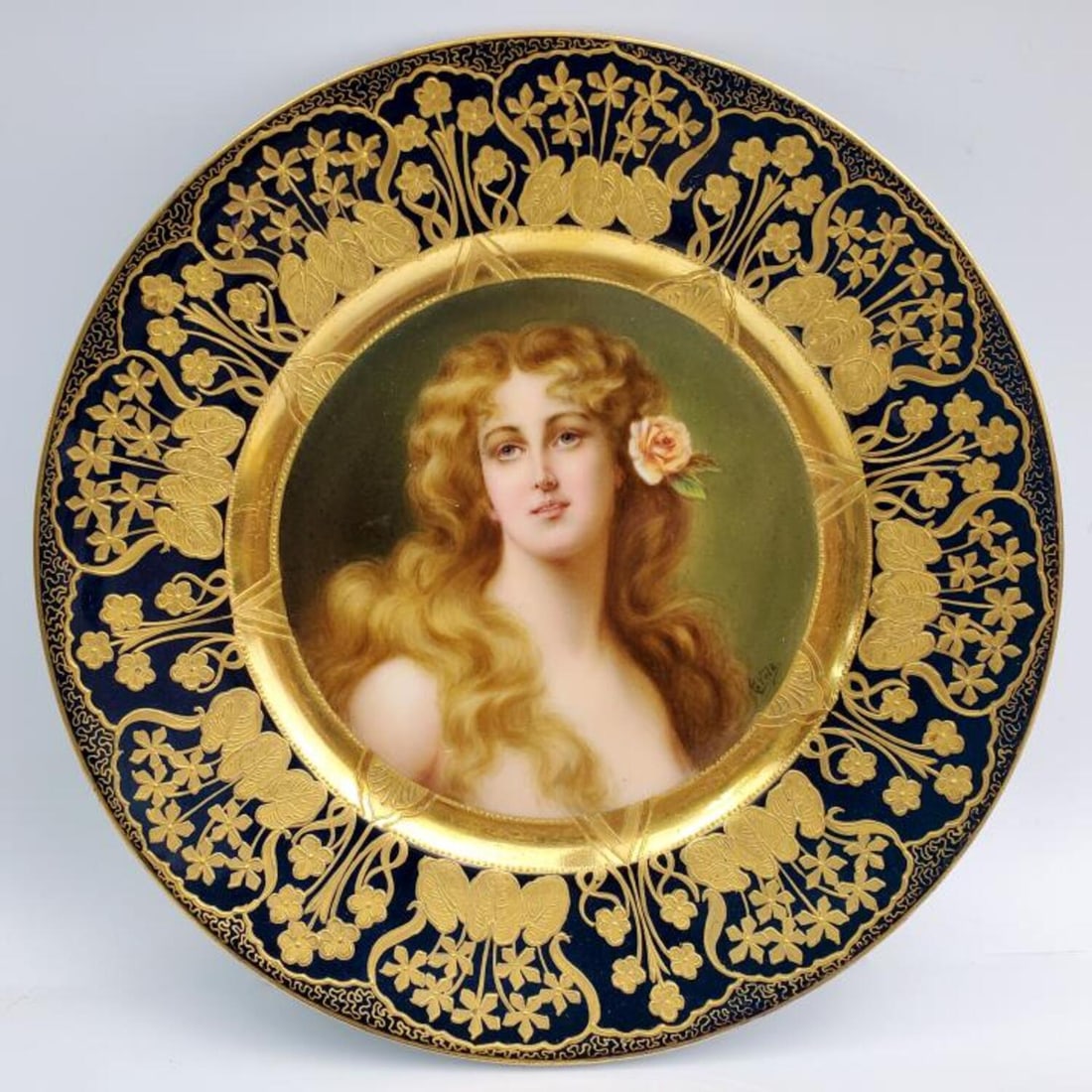 Royal Vienna 19th C. Art Nouveau Porcelain Plate (1 of 5)