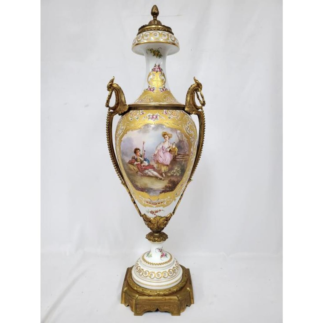 19th C Sevres Porcelain & Gilt Bronze Urn. (1 of 11)