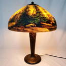 Handel Reverse Painted Lamp w/ Bronze Base.