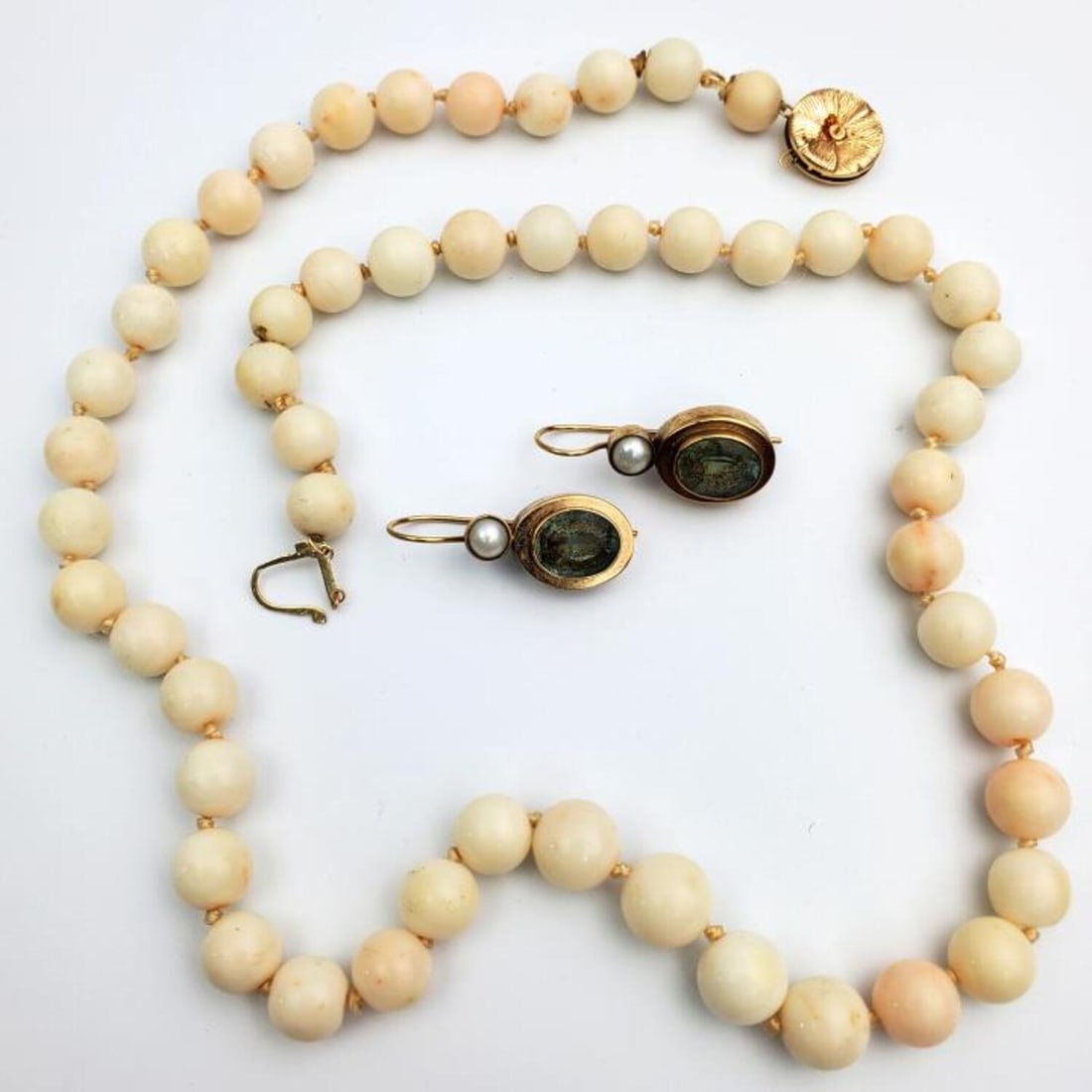 Pair of Early Drop Earrings with Beaded Necklace (1 of 3)