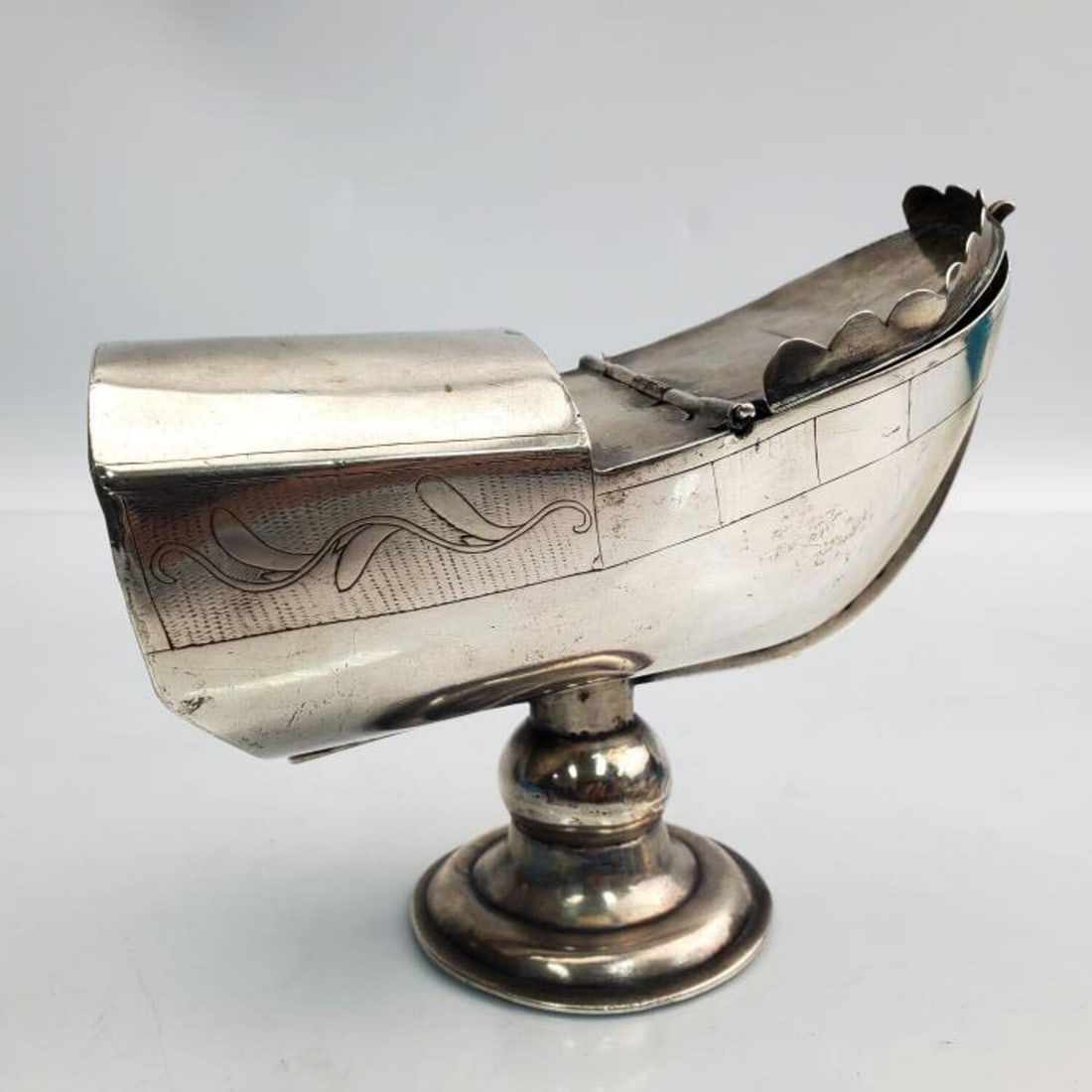 Early Judaica Polish Silver Footed Boat Etrog Box (1 of 3)