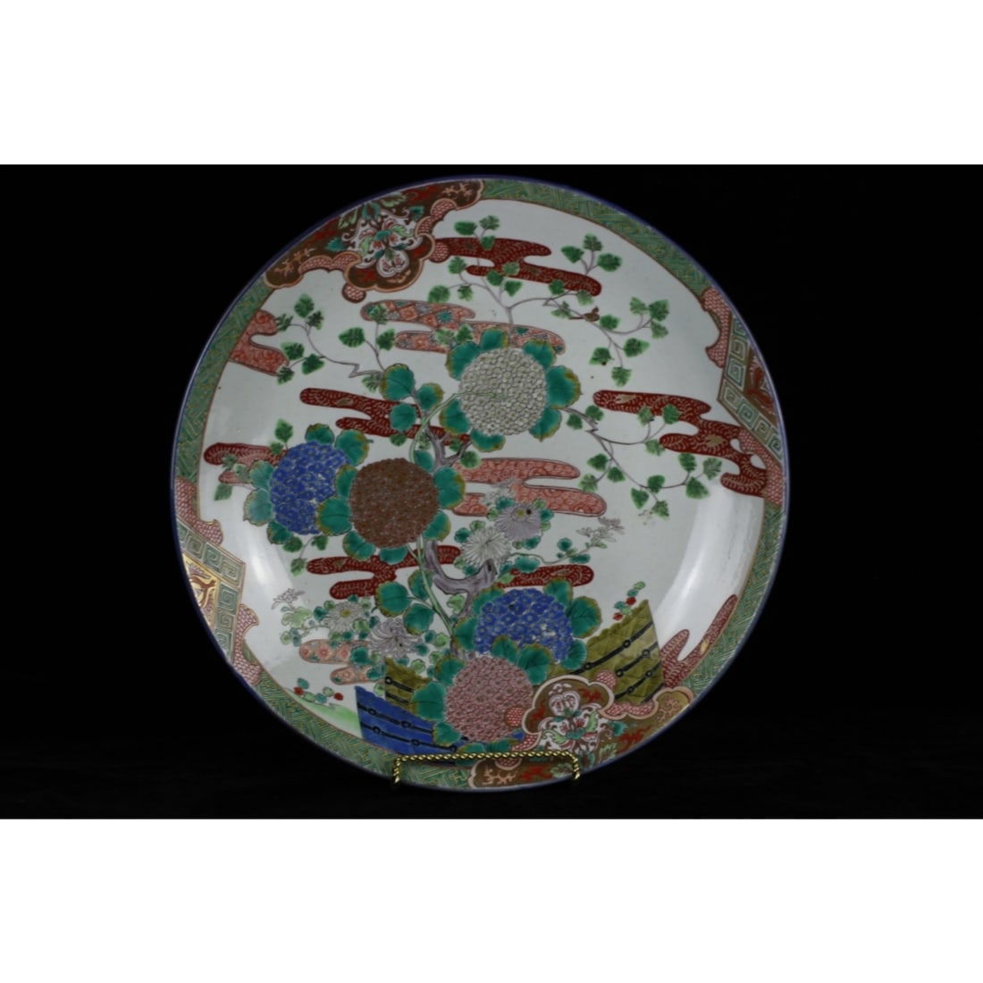 Japanese Large 19thc Charger W/ Enameled Flowers: Japanese Large 19thc Charger W/ Enameled Flowers. Meiji Period. Dimensions; - Dia- 18"Provenance: From A Park Avenue Town House.Please note the absence of a Condition Report does not imply that there 
