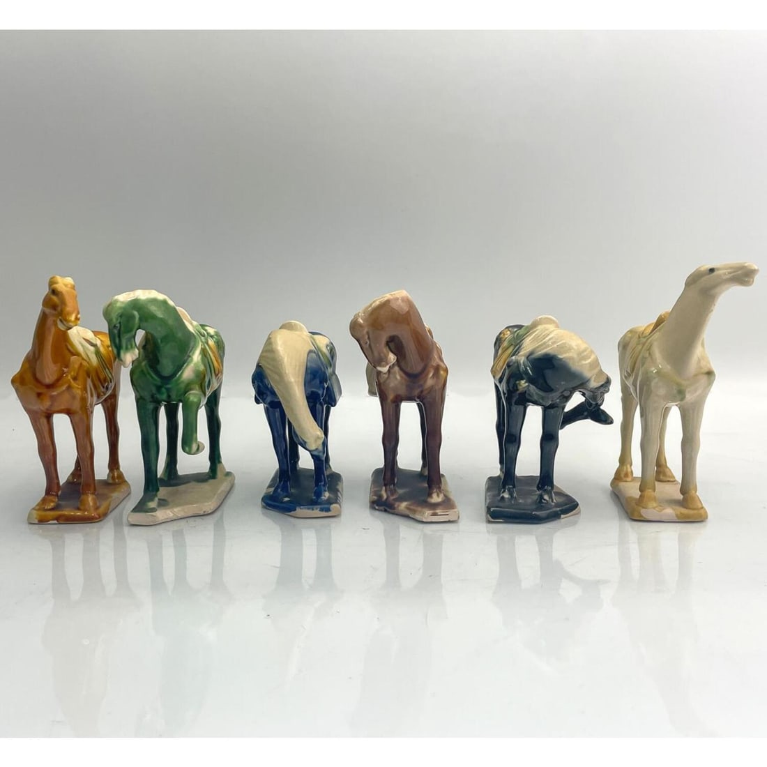 6 Chinese Glazed Ceramic Figures of Horses (1 of 3)
